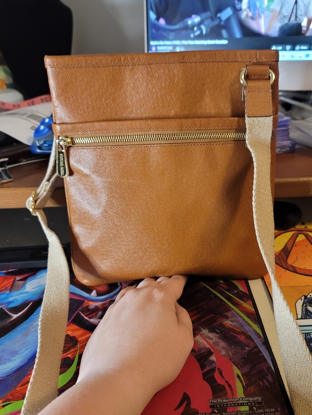 Michael Kors Camel Brown Leather Crossbody Size 10x10